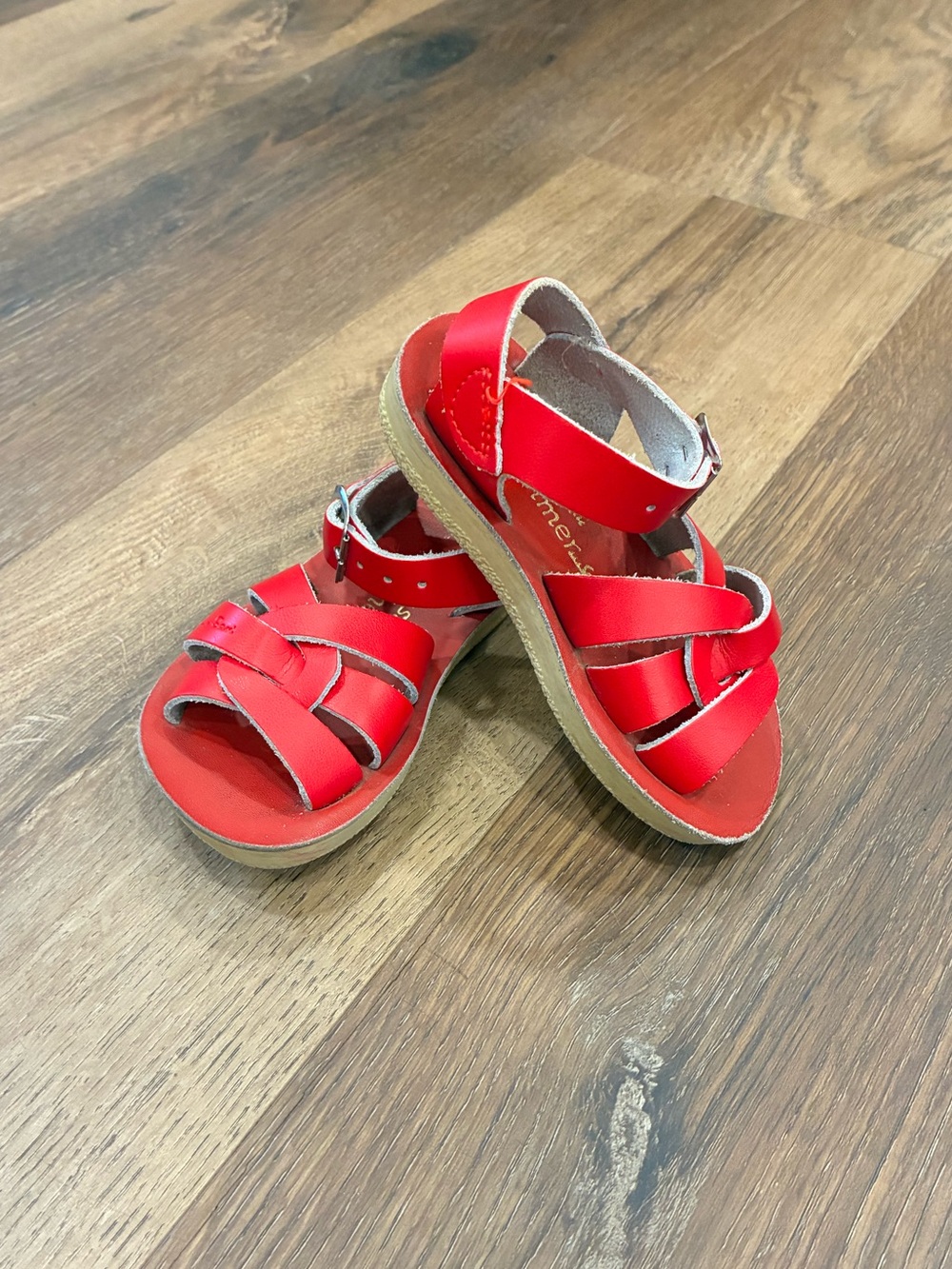 Sun San Swimmer Red Summer Sandals Shoes Pictures Leather 6 Little Girl